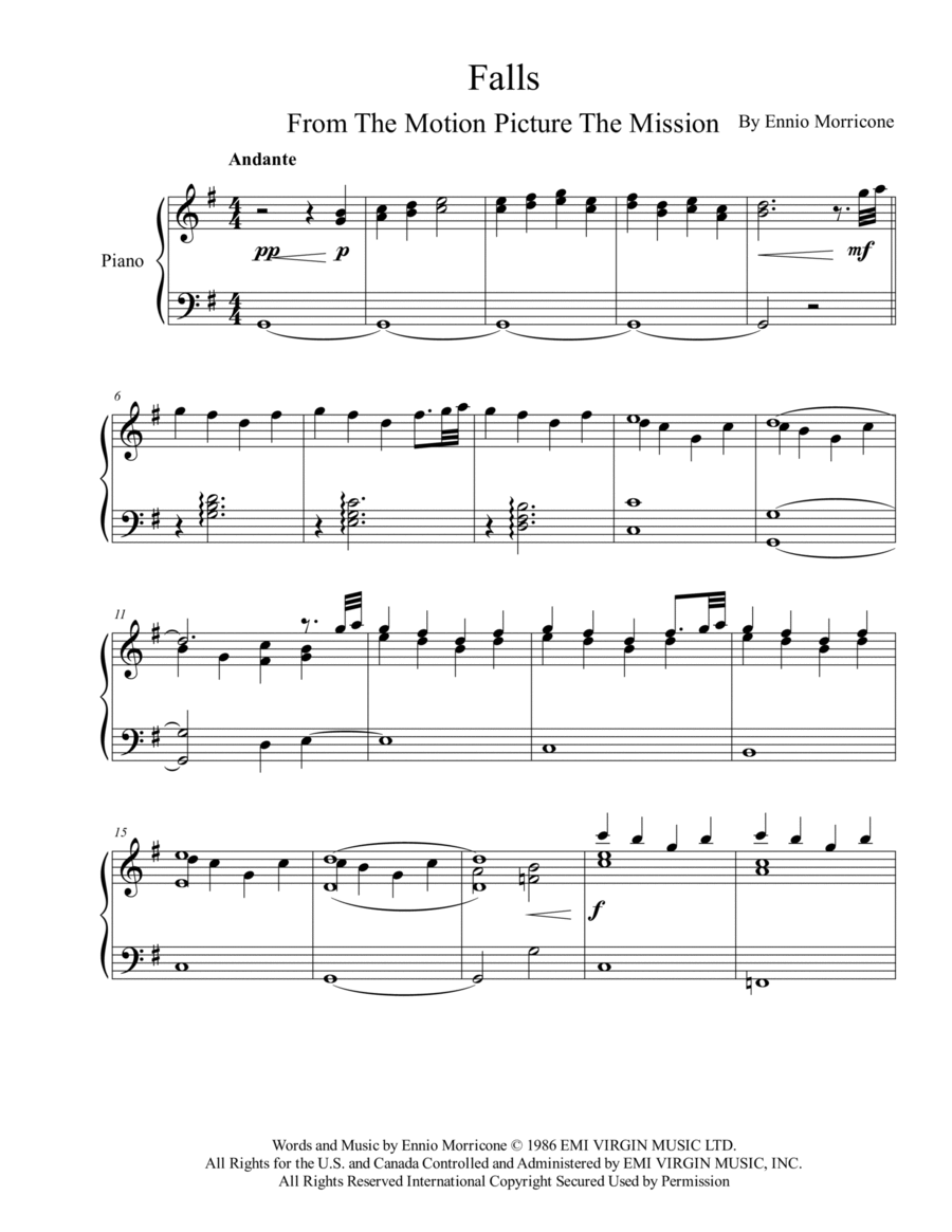 Falls Piano Solo scores gallery preview page 1