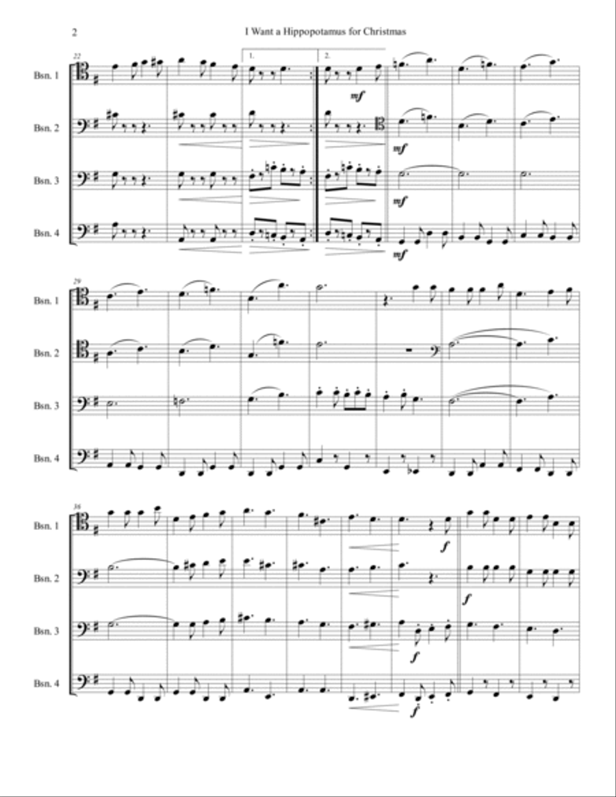 I Want A Hippopotamus For Christmas (hippo The Hero) Woodwind Quartet scores gallery preview page 3