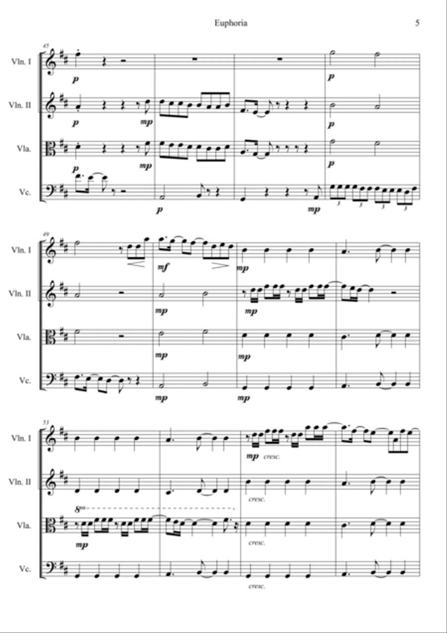 Euphoria Euphoria String Quartet scores gallery preview page 5