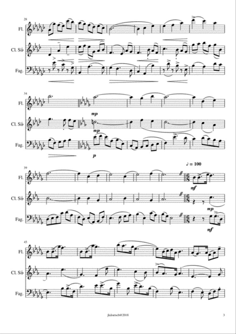 INVENCIÓN PARA FLAUTA, CLARINETE Y FAGOT Small Ensemble scores gallery preview page 3