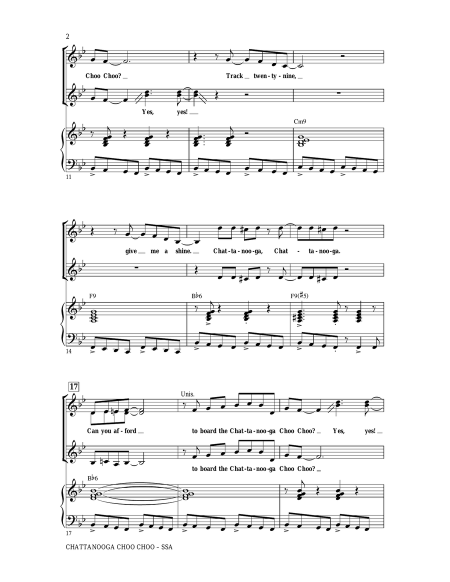 Chattanooga Choo Choo (arr. Mark Brymer) SSA scores gallery preview page 2