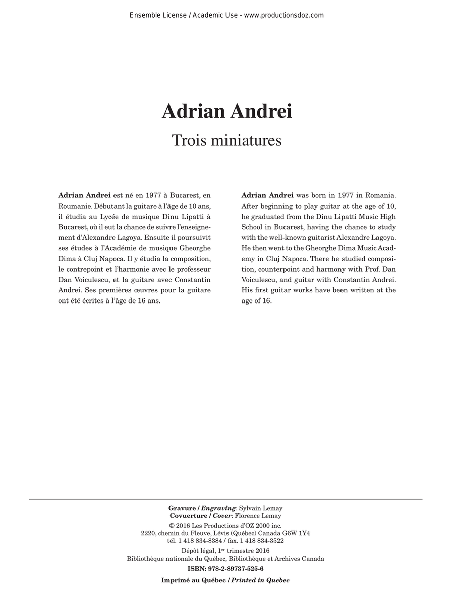 3 miniatures Classical Guitar scores gallery preview page 1