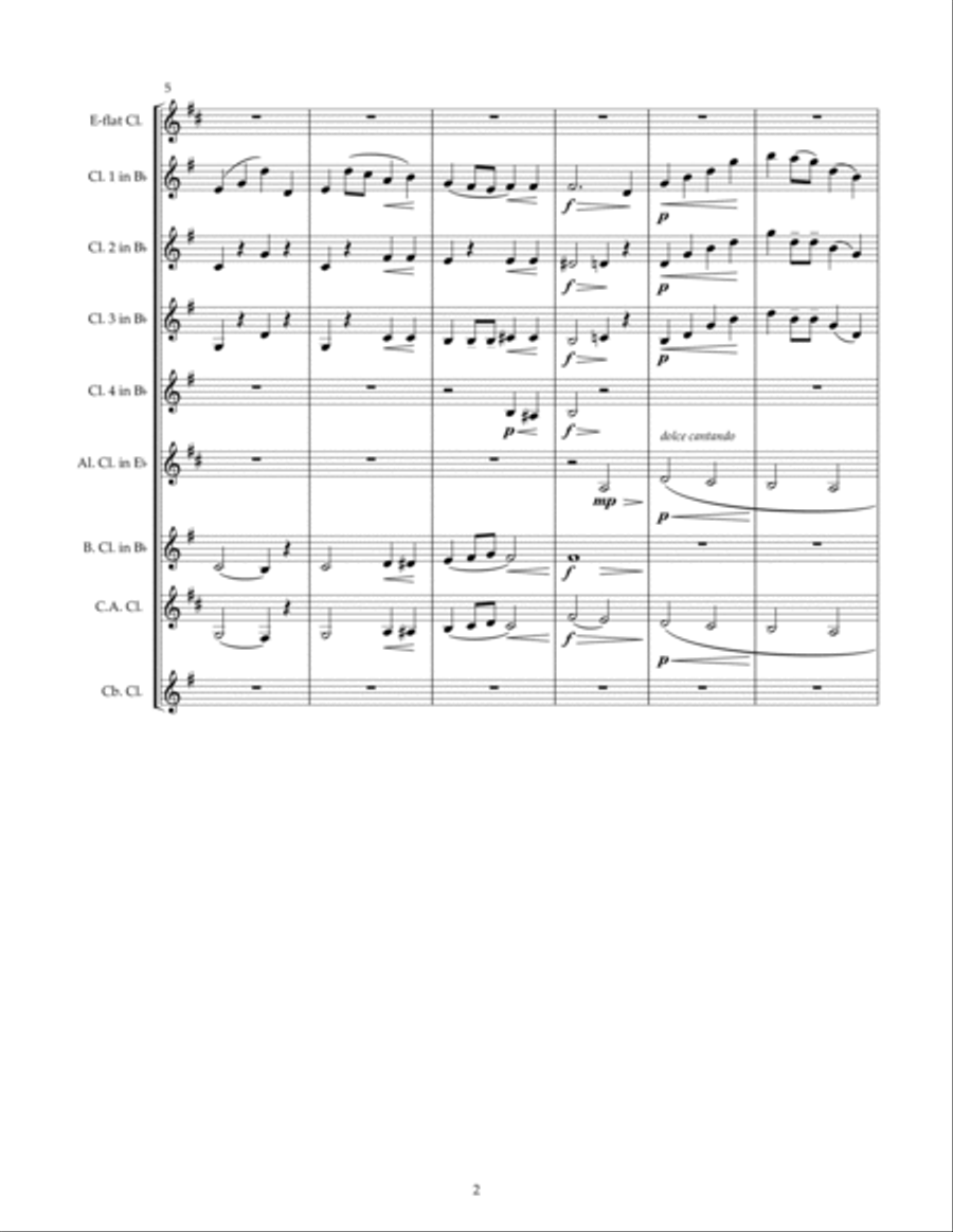 Sommarsang (Summer Song) for Clarinet Choir (Score) Clarinet Choir scores gallery preview page 2