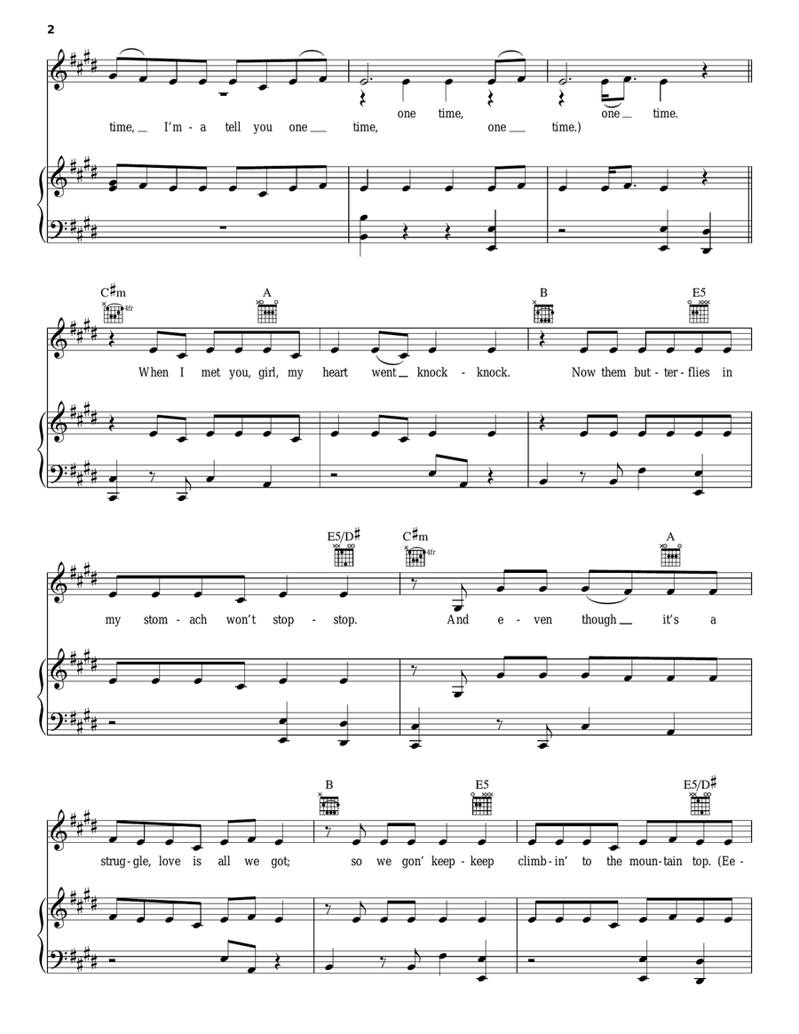 One Time One Time Piano, Vocal, Guitar scores gallery preview page 2
