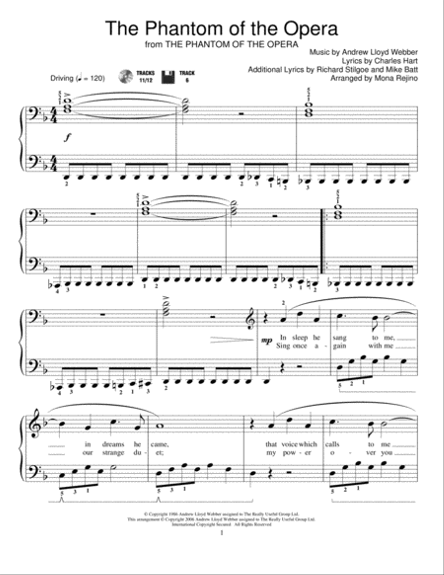 The Phantom Of The Opera The Phantom Of The Opera Piano scores gallery preview page 1