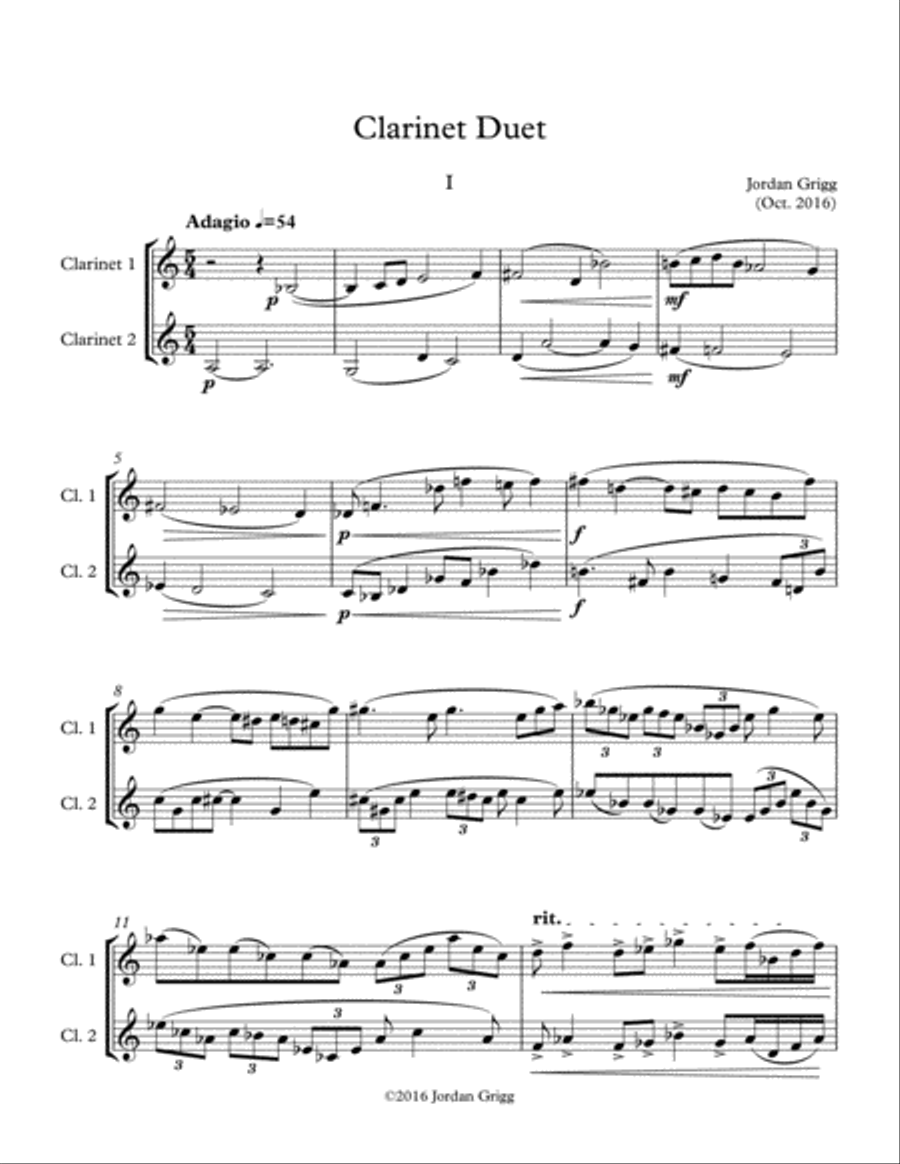 Clarinet Duet Clarinet Duet scores gallery preview page 1