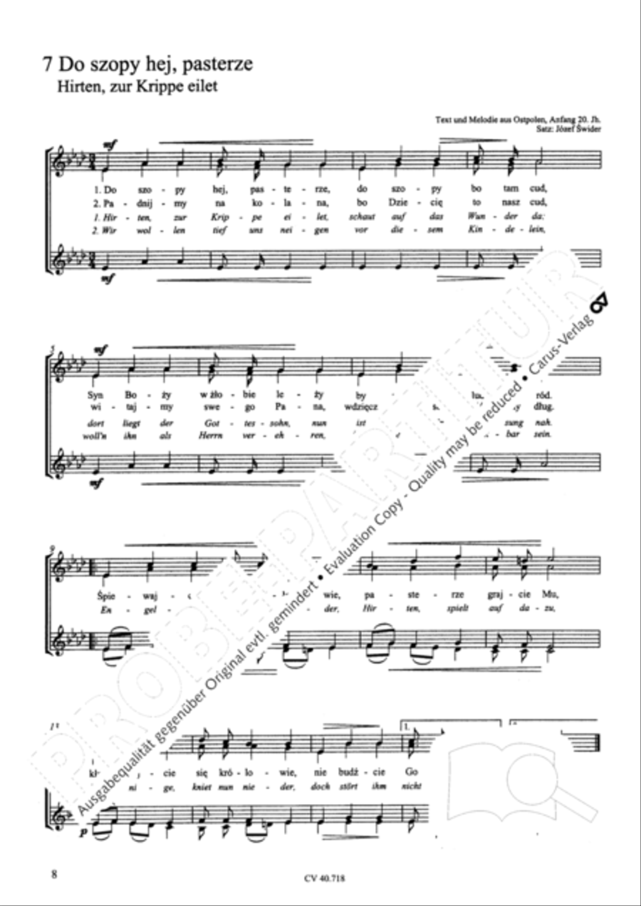 Zwolf polnische Weihnachtslieder fur Frauen- oder Kinderchor a cappella A Cappella scores gallery preview page 9