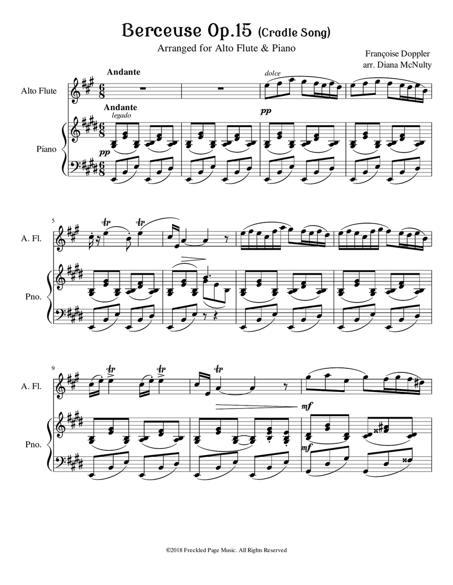 Berceuse Op.15 - for Alto Flute & Piano Flute Solo scores gallery preview page 5