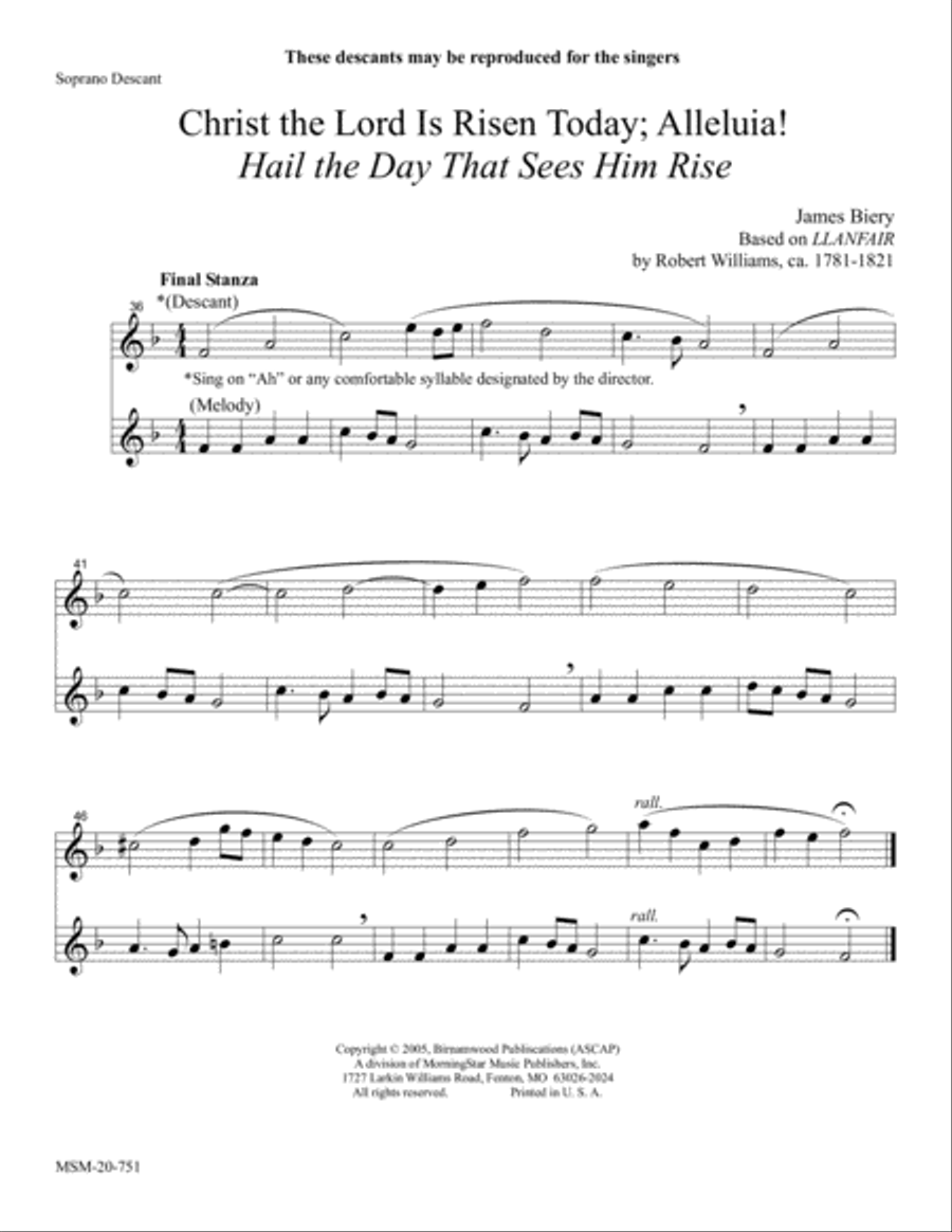 Hail the Day That Sees Him Rise (Llanfair) Choir scores gallery preview page 6