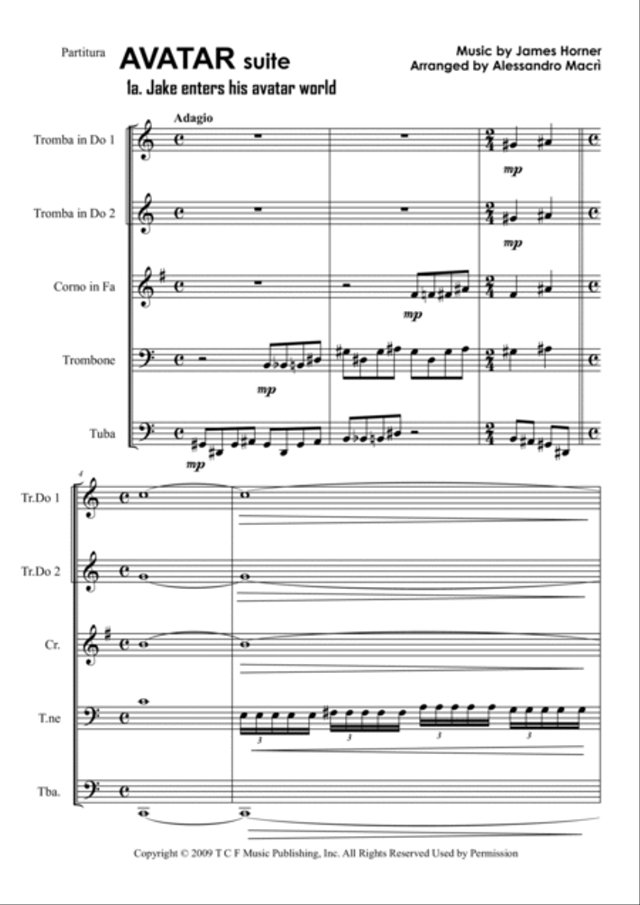 Jake Enters His Avatar World Brass Ensemble scores gallery preview page 2