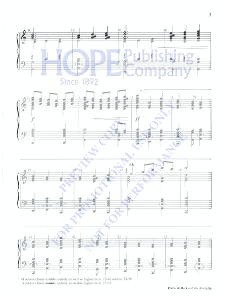 Praise to the Lord, the Almighty 5-Octaves scores gallery preview page 3