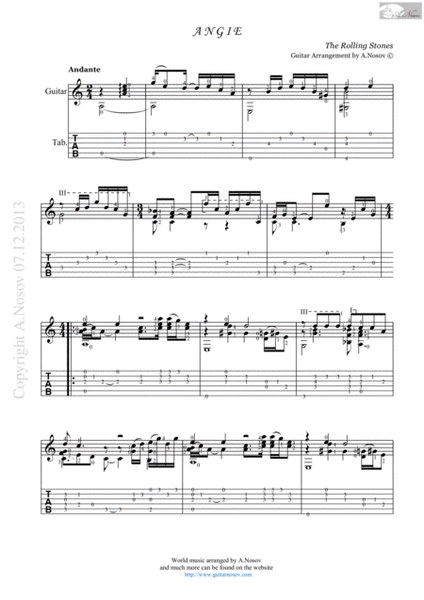 Angie (Sheet music for guitar) image number null