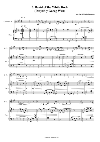 David of the White Rock (clarinet and piano) by David Warin Solomons Clarinet Solo - Digital Sheet Music
