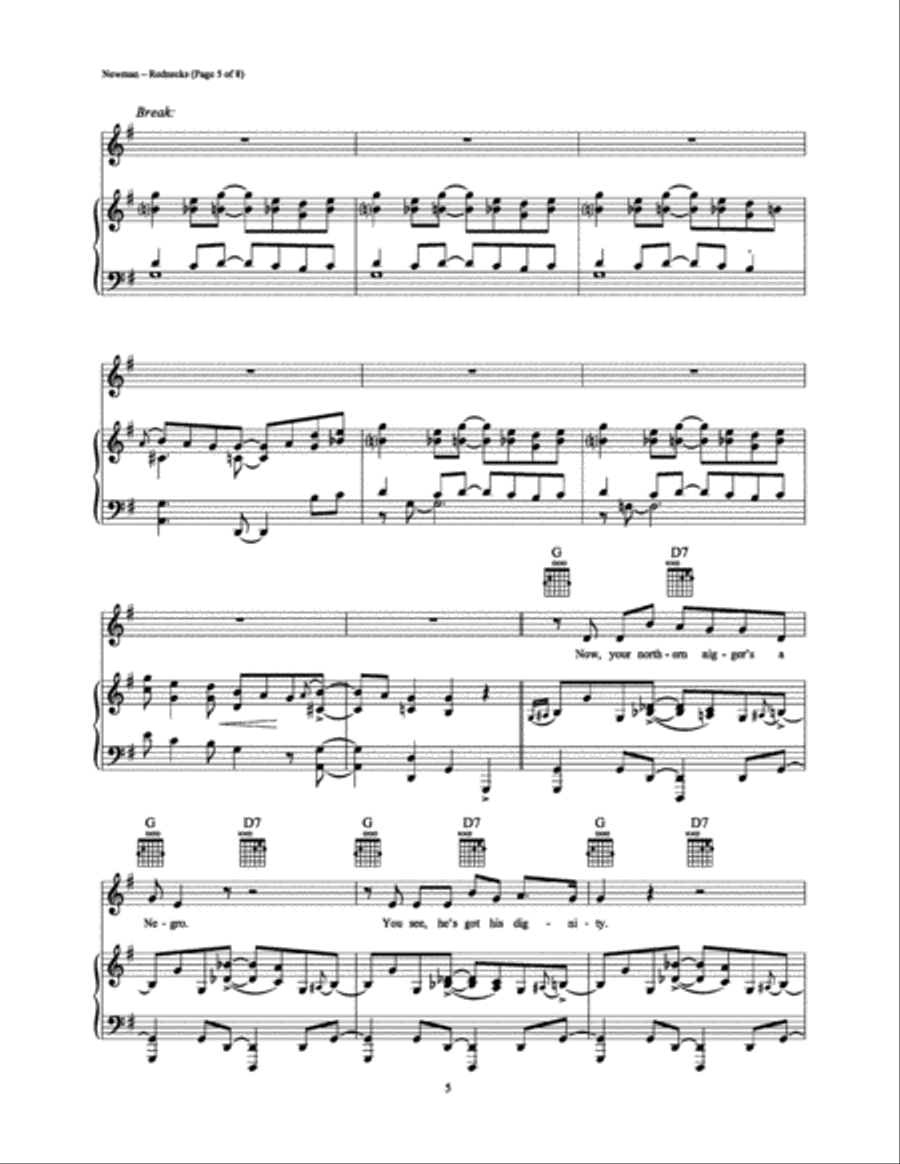 Rednecks Piano, Vocal, Guitar scores gallery preview page 5