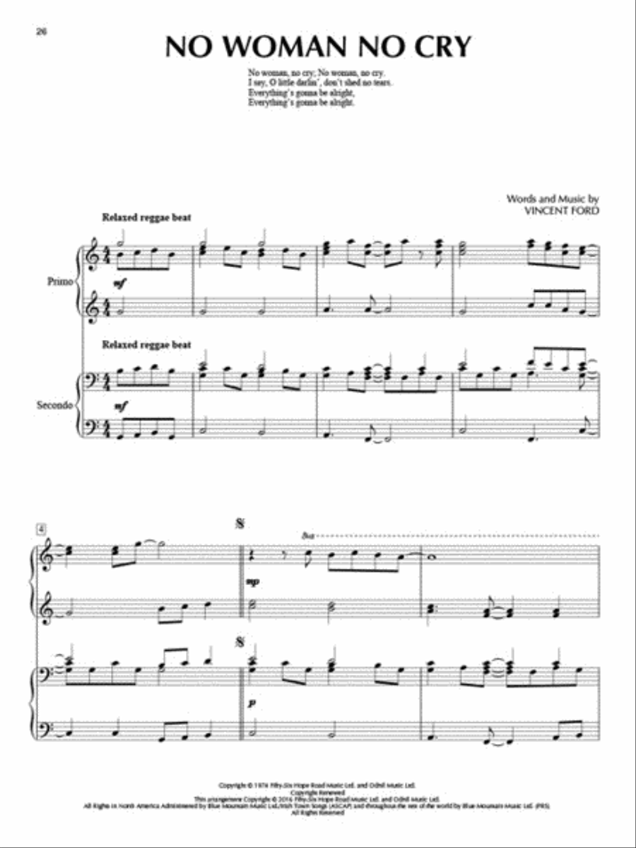 Bob Marley for Piano Duet 1 Piano, 4-Hands scores gallery preview page 3