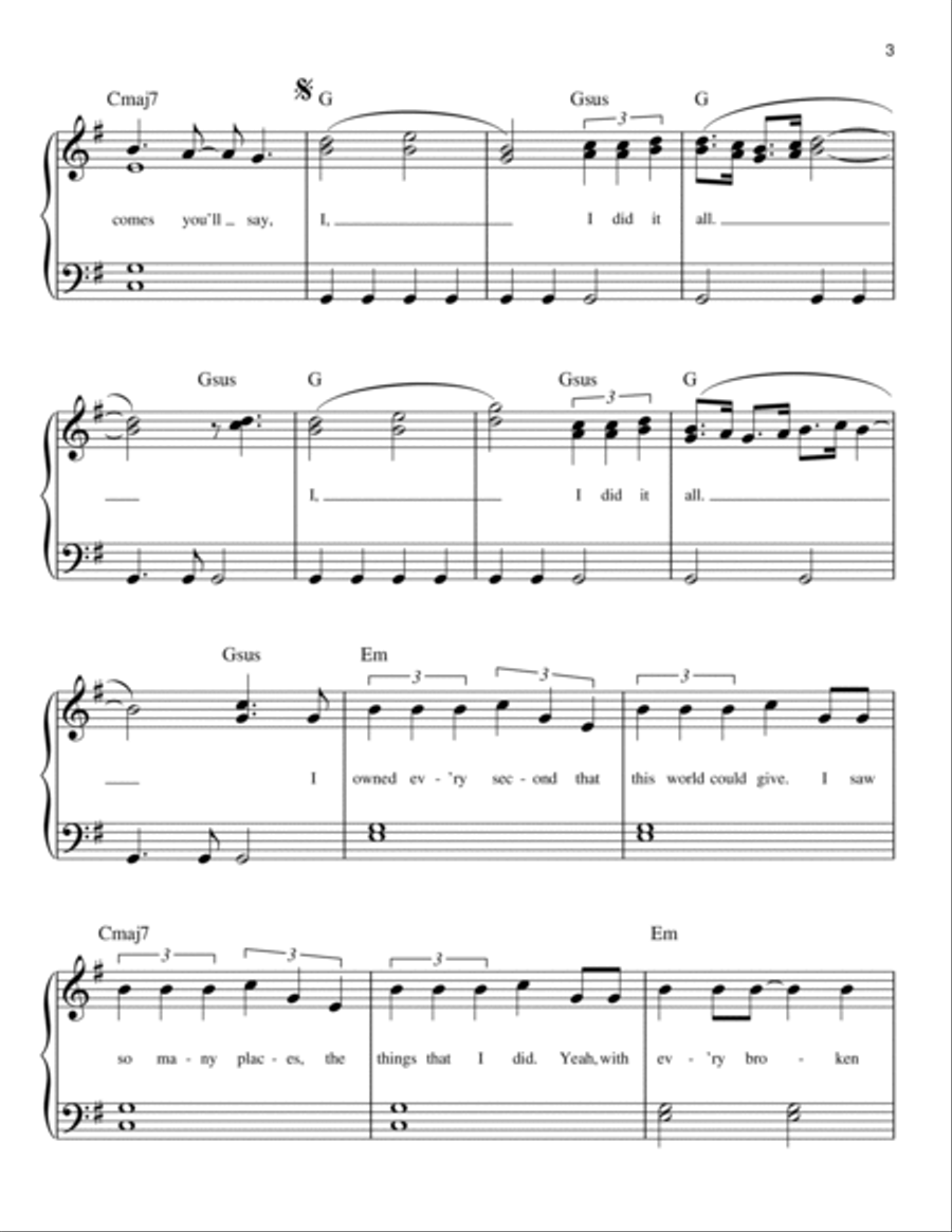 I Lived Easy Piano scores gallery preview page 3
