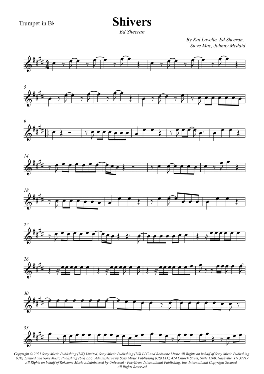 Shivers B-Flat Trumpet scores gallery preview page 1