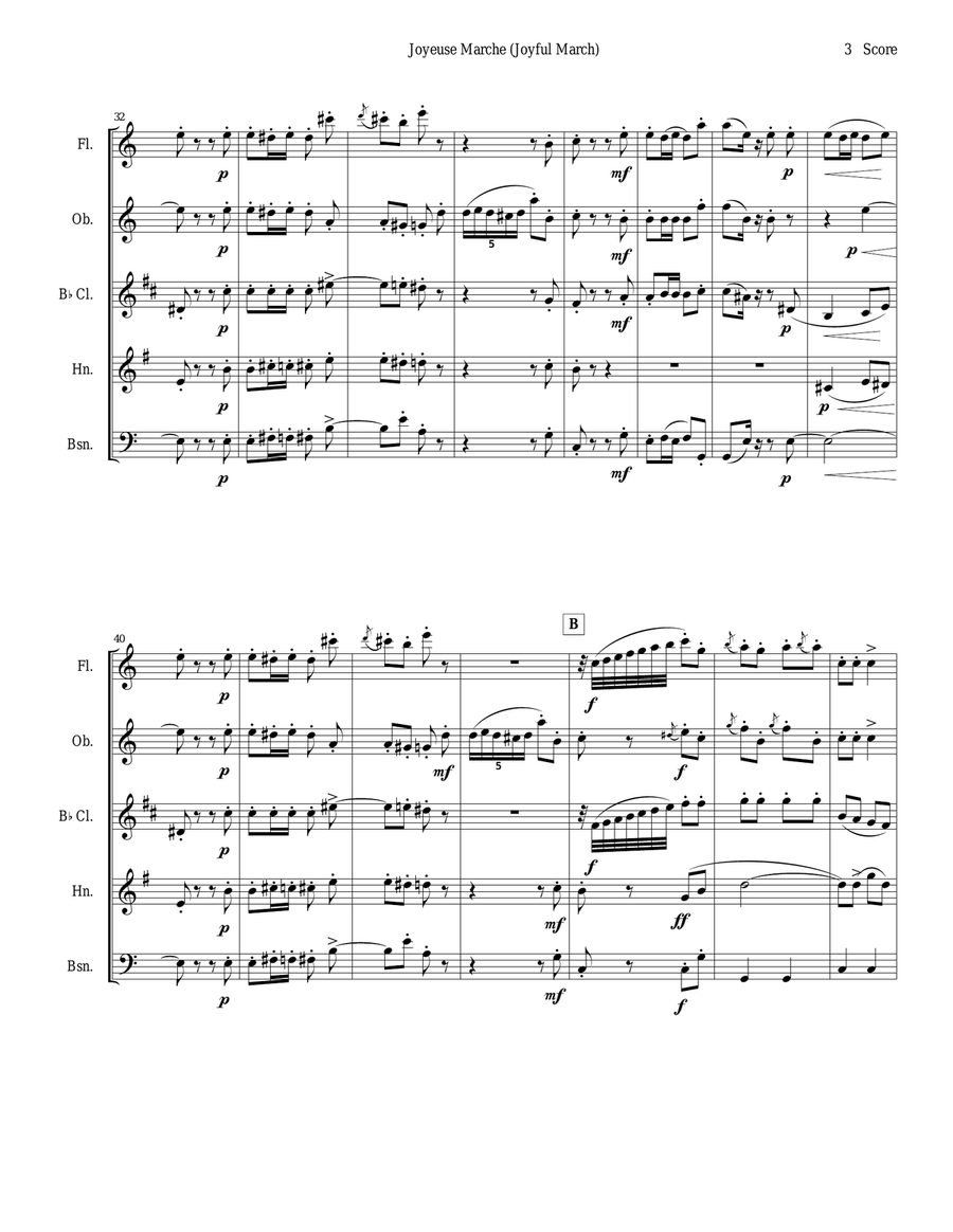 Joyful March set for woodwind quintet (Chabrier - Joyeuse Marche) Woodwind Quintet scores gallery preview page 3
