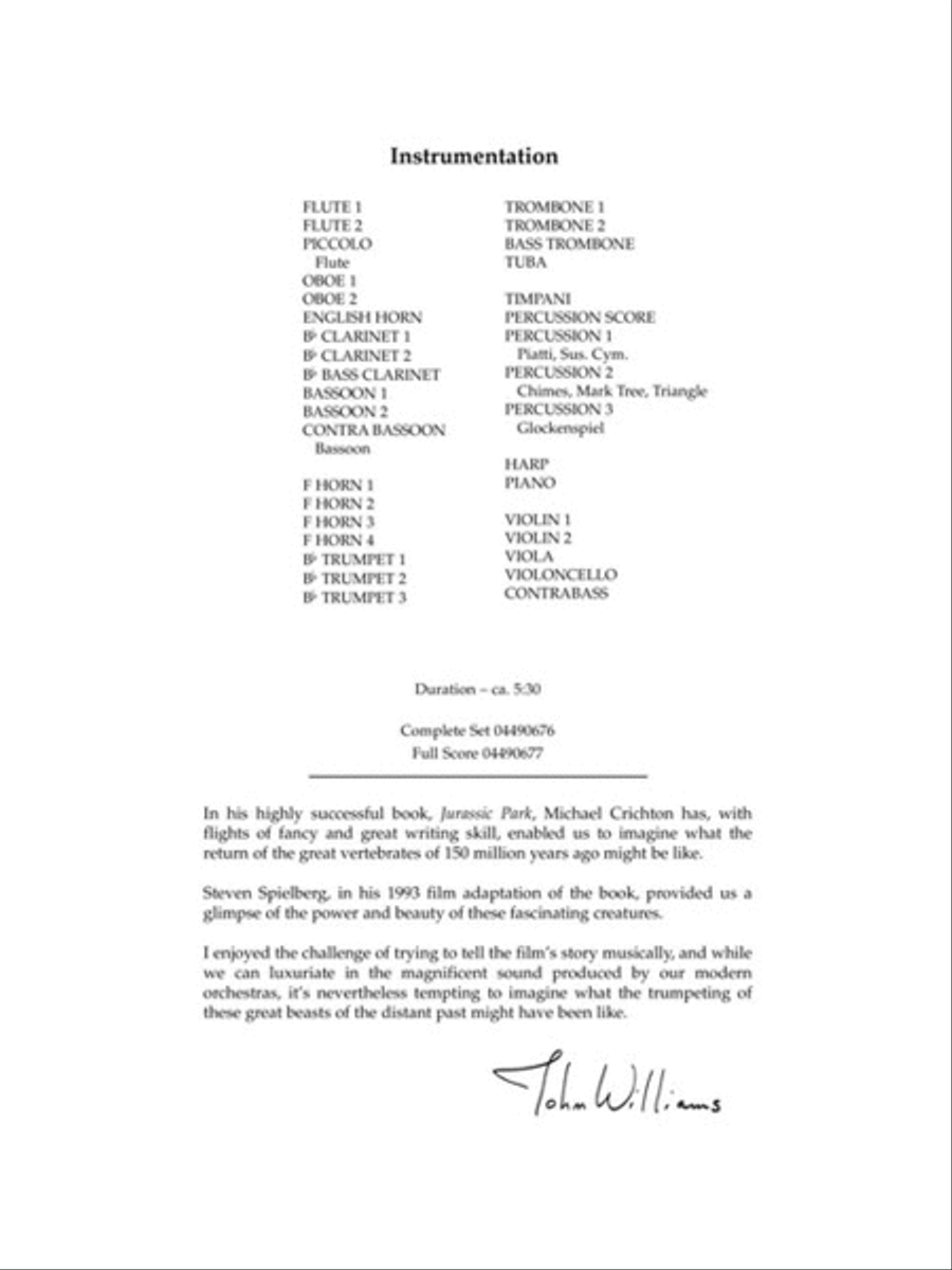 Theme from Jurassic Park Full Orchestra scores gallery preview page 2