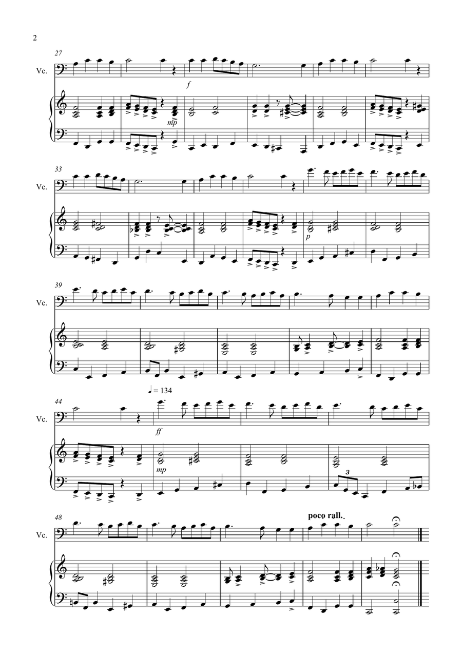 3 Jazzy Christmas Pieces for Cello and Piano Piano Accompaniment scores gallery preview page 2