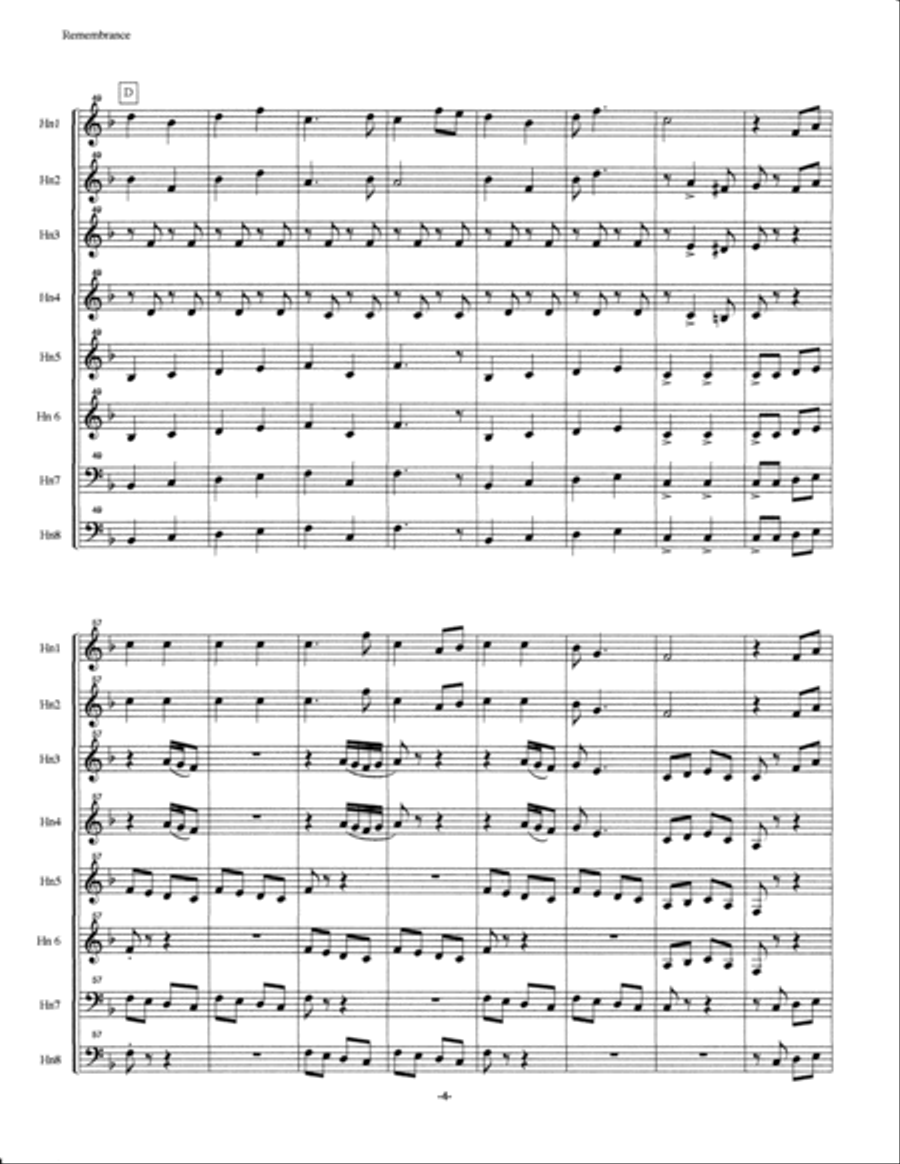Remembrance for French Horn Octet Brass Ensemble scores gallery preview page 4