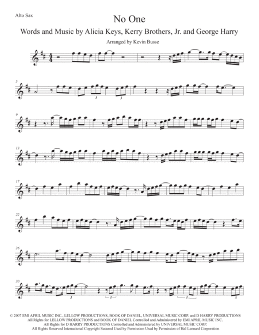 No One Alto Saxophone scores gallery preview page 1