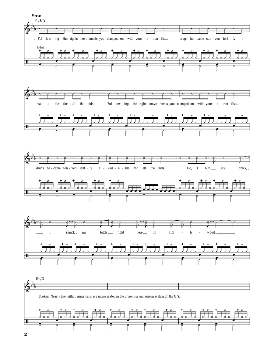 Prison Song Drum Set scores gallery preview page 2