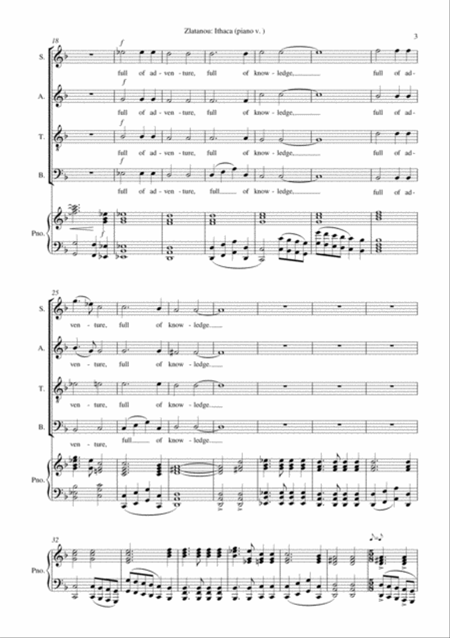 ITHACA, for SATB choir and piano 4-Part scores gallery preview page 3