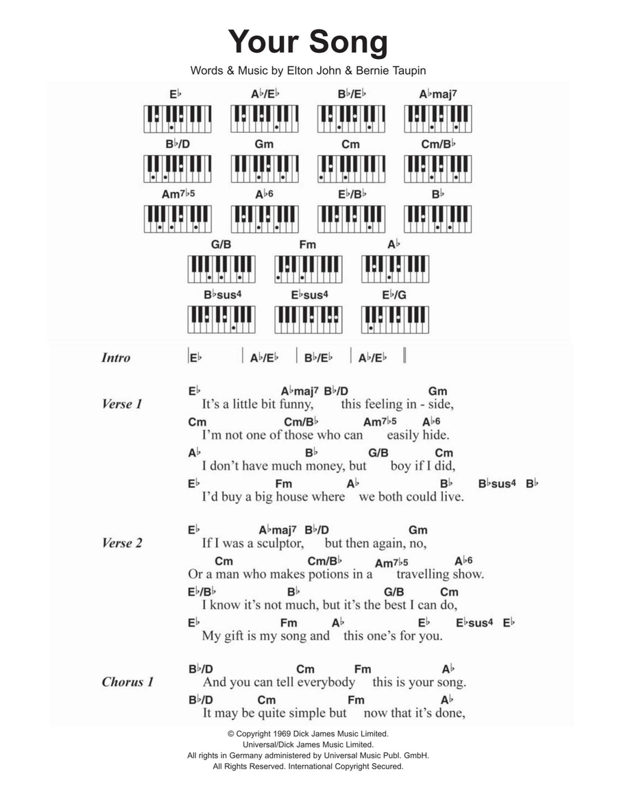 Your Song Piano scores gallery preview page 1