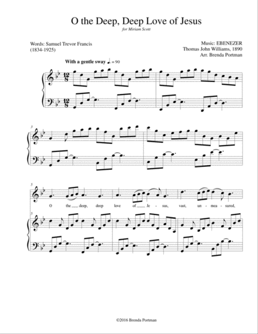 O the Deep Deep Love of Jesus (EBENEZER), Medium-High Voice, arr. Brenda Portman High Voice scores gallery preview page 1