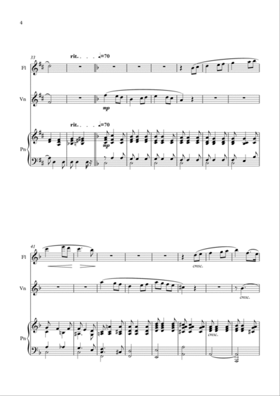 Salut d'Amour (Elgar) for Flute, Violin and Piano Small Ensemble scores gallery preview page 4