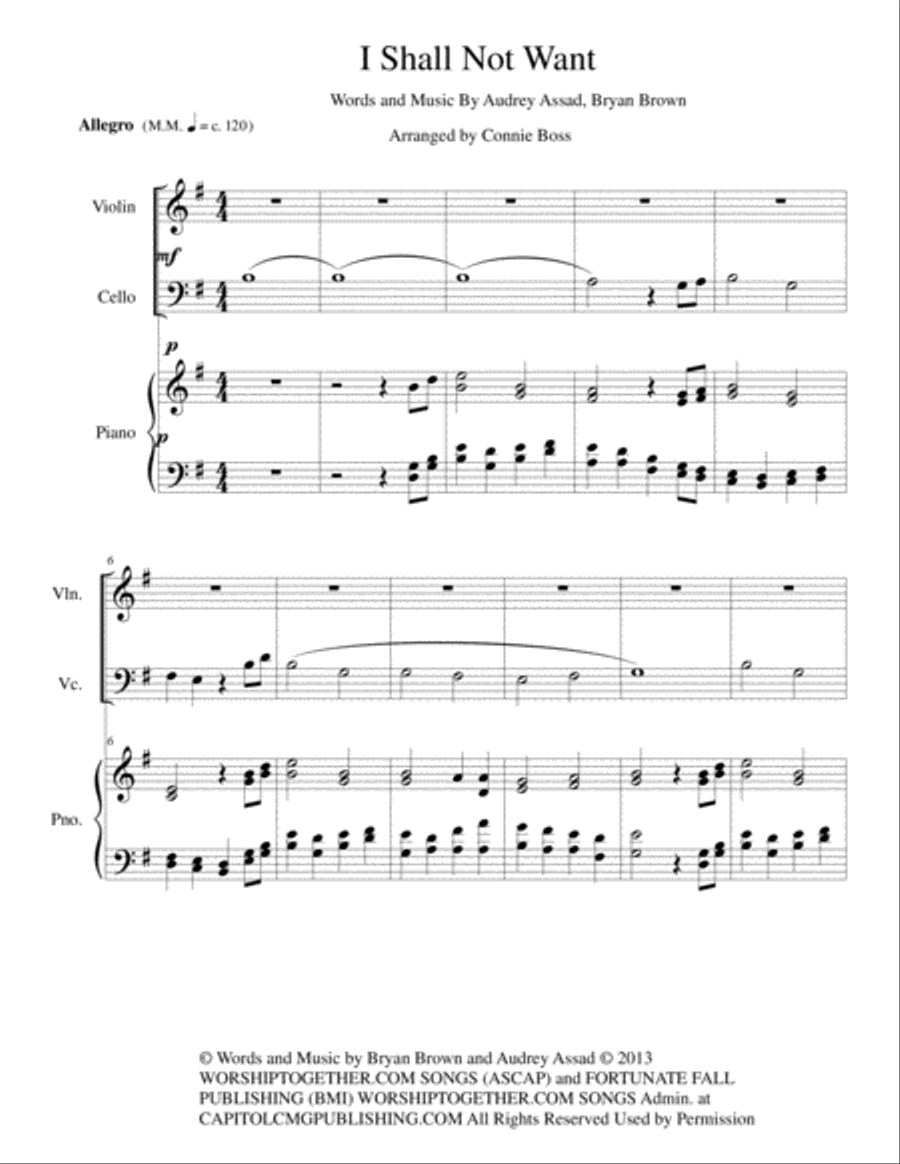 I Shall Not Want Piano Trio scores gallery preview page 1