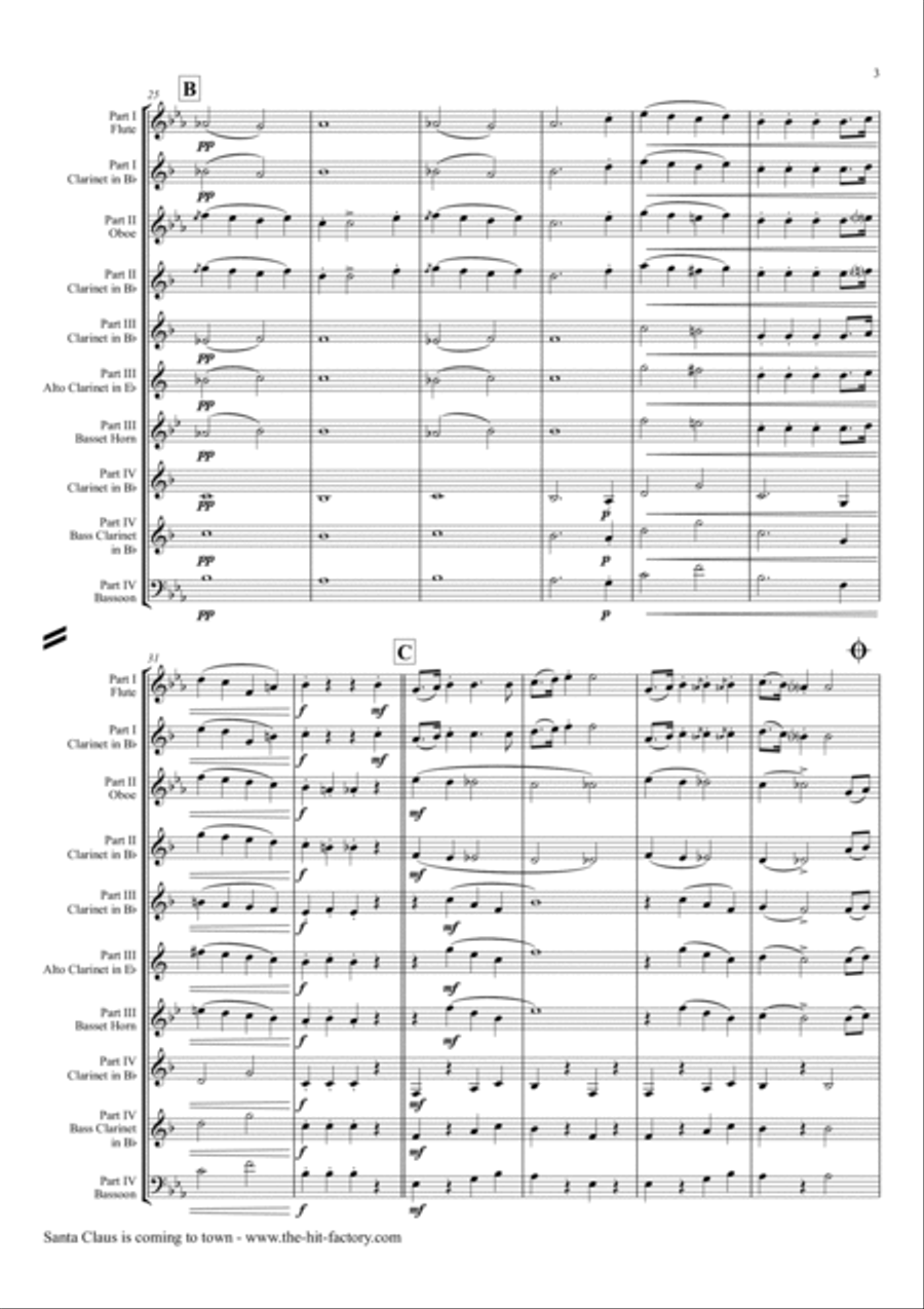 Santa Claus Is Comin' To Town Woodwind Quartet scores gallery preview page 3