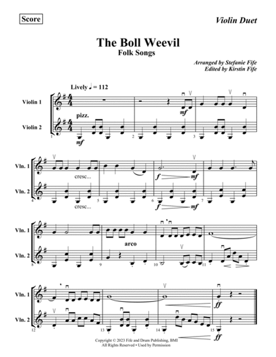 Boll Weevil, Crawdad Song and Red River Valley for Violin Duet image number null