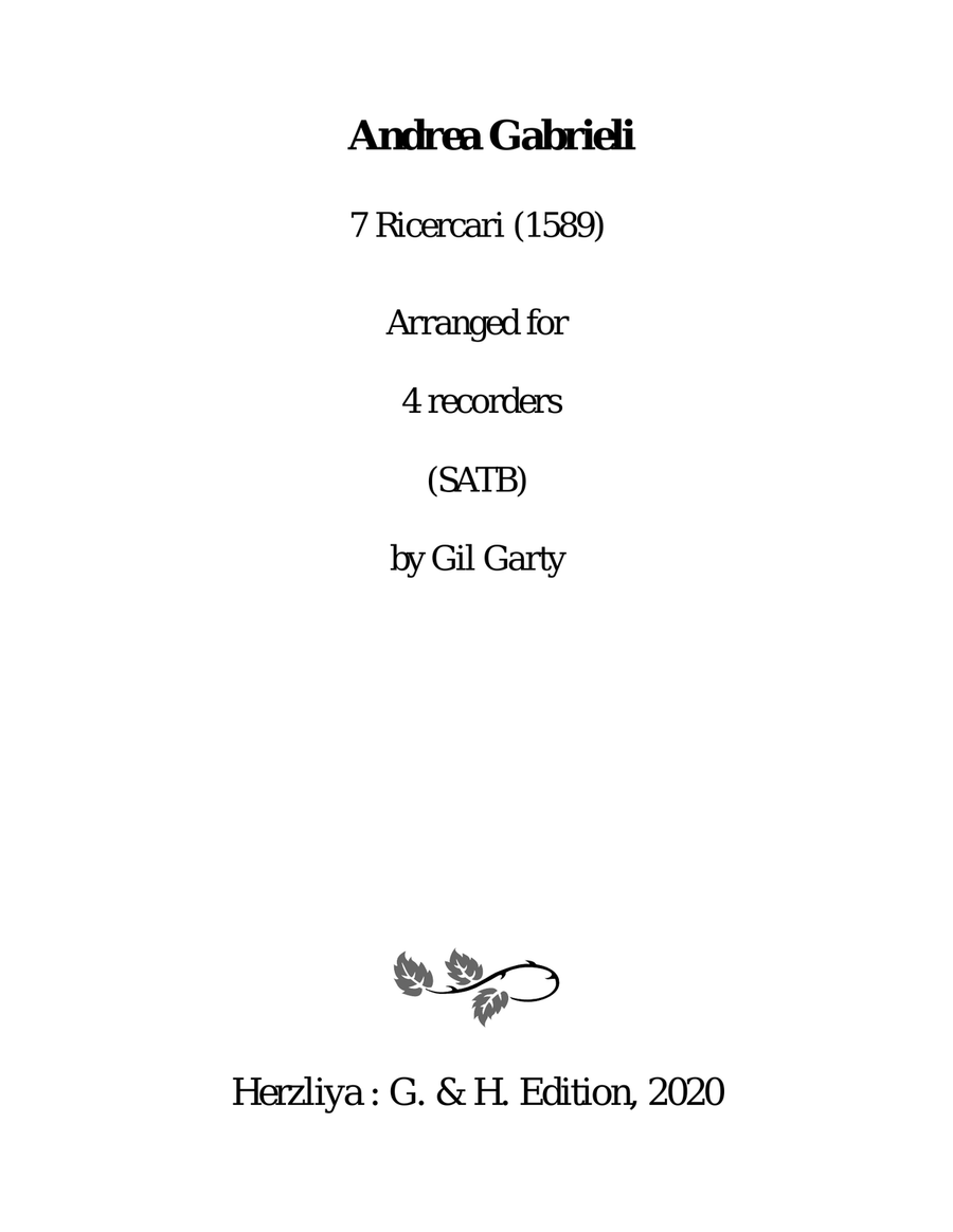7 Ricercari (1589) (arrangements for 4 recorders)