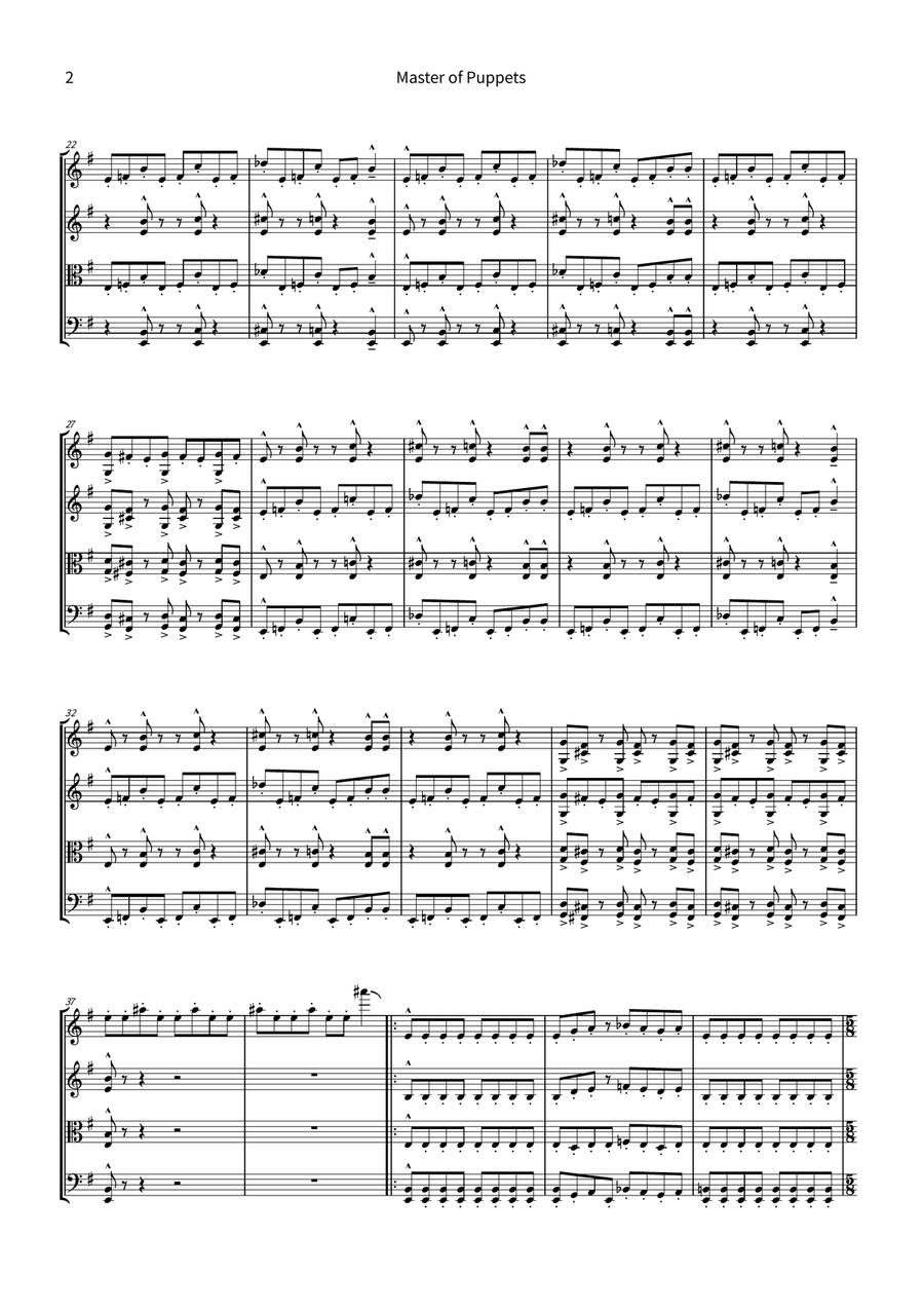 Master Of Puppets String Quartet scores gallery preview page 2