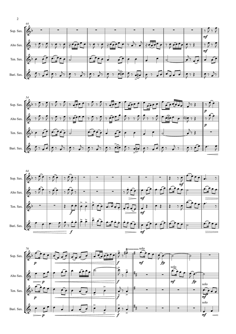 Muss i denn, muss i denn, zum Städele hinaus - Wooden Heart (Elvis Presley) - Saxophone Quartet Saxophone Quartet scores gallery preview page 3
