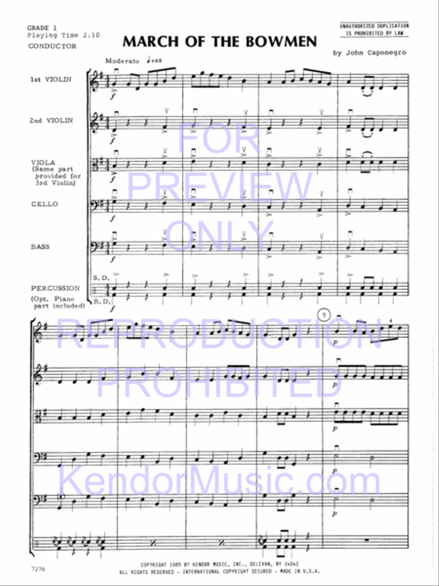 March Of The Bowmen (Full Score) String Orchestra scores gallery preview page 3