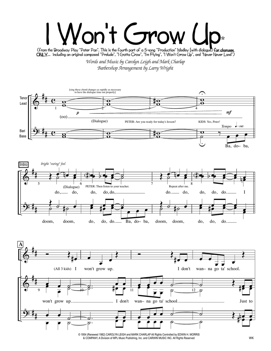 I Won't Grow Up SSAA scores gallery preview page 1
