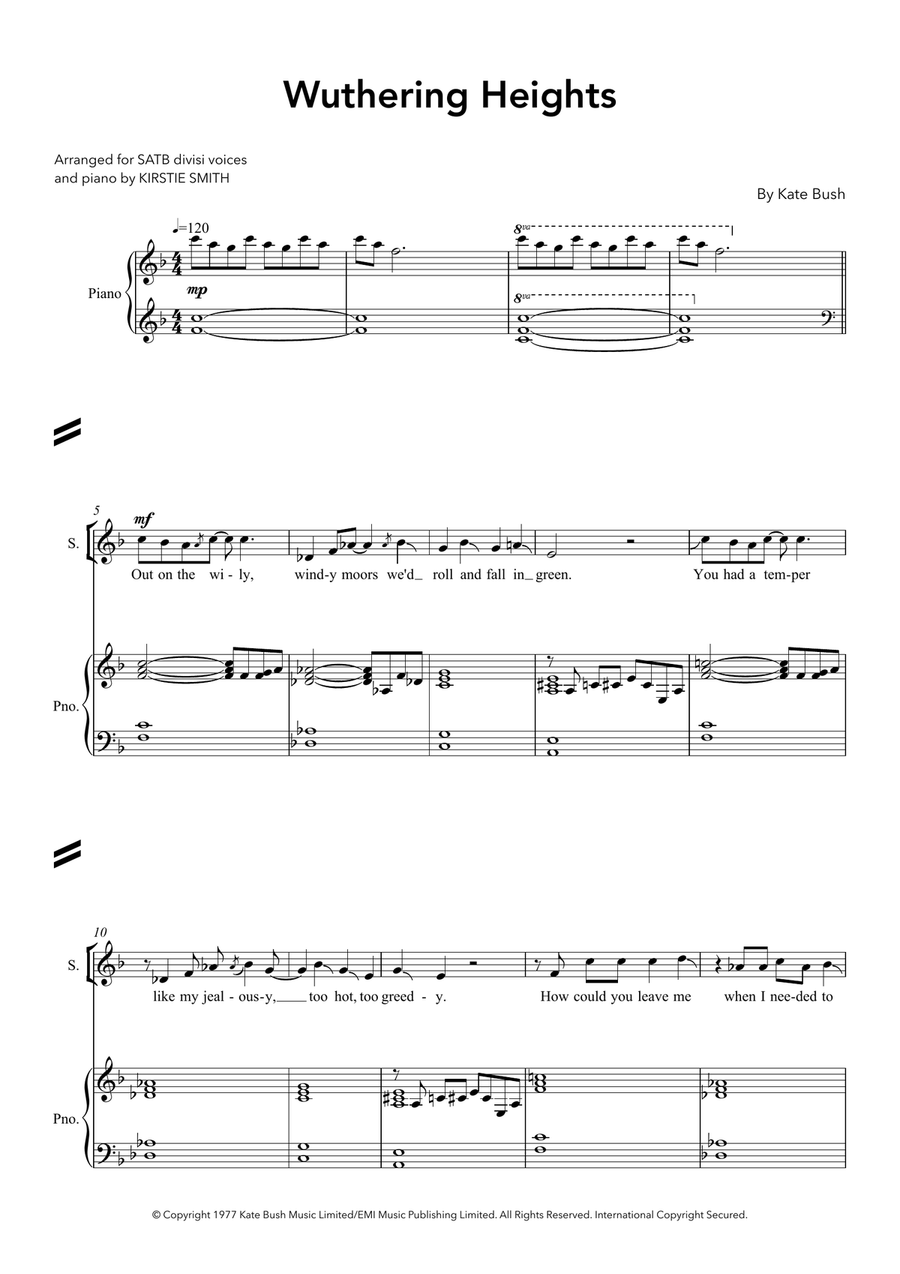Wuthering Heights 4-Part scores gallery preview page 1