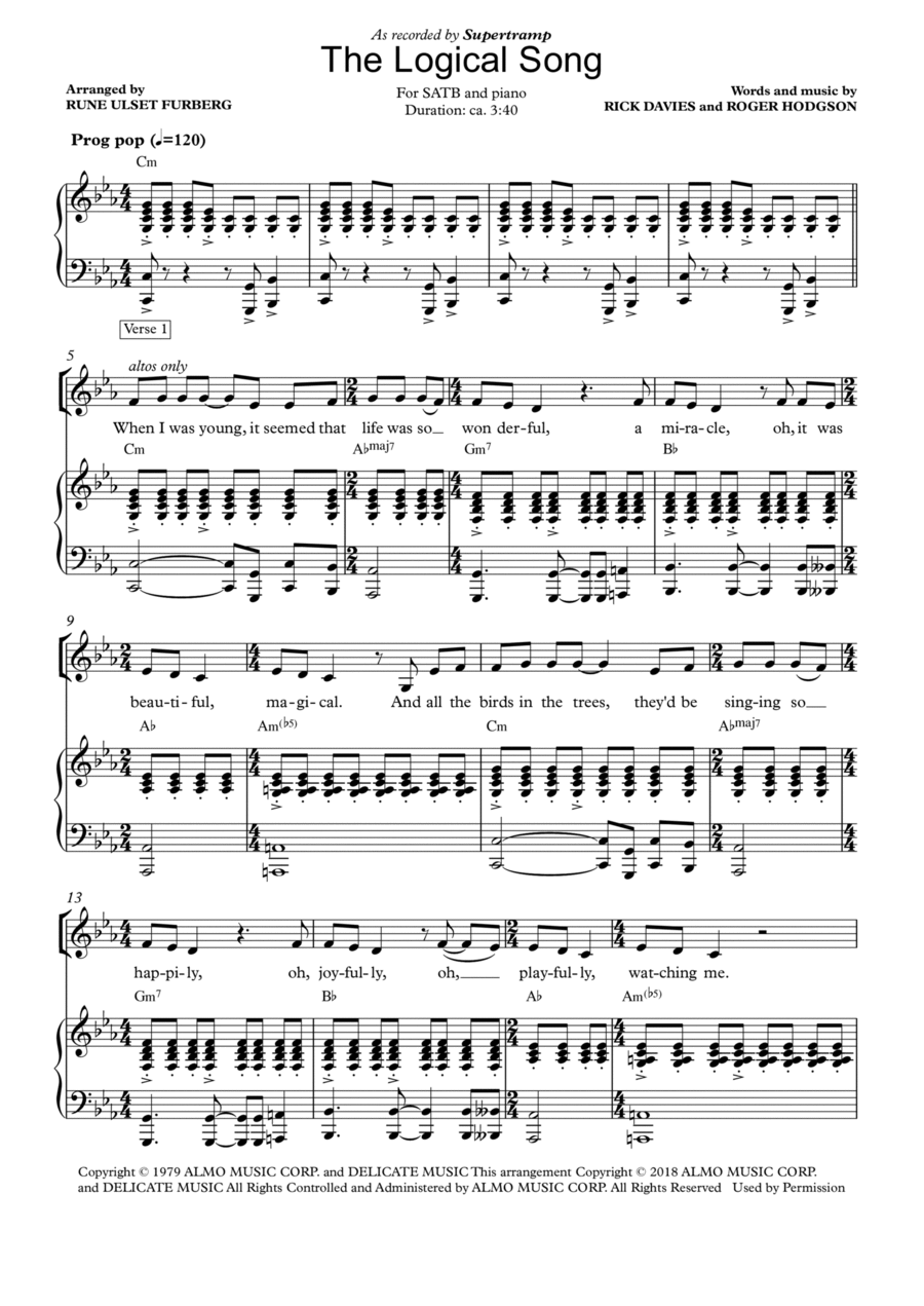 The Logical Song 4-Part scores gallery preview page 1