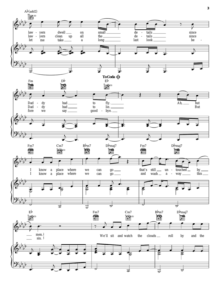 The End Of The Innocence Piano, Vocal, Guitar scores gallery preview page 3
