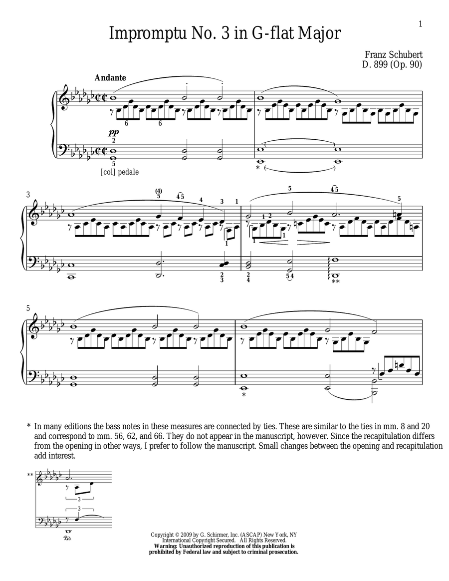 Impromptu No. 3 In G-Flat Major Piano Solo scores gallery preview page 1