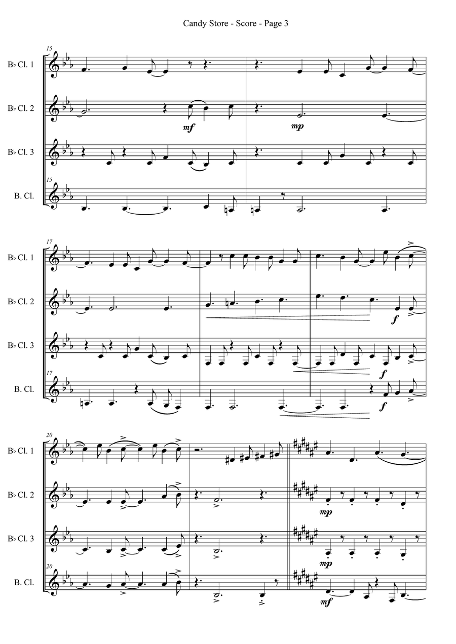 Candy Store Clarinet Quartet scores gallery preview page 3
