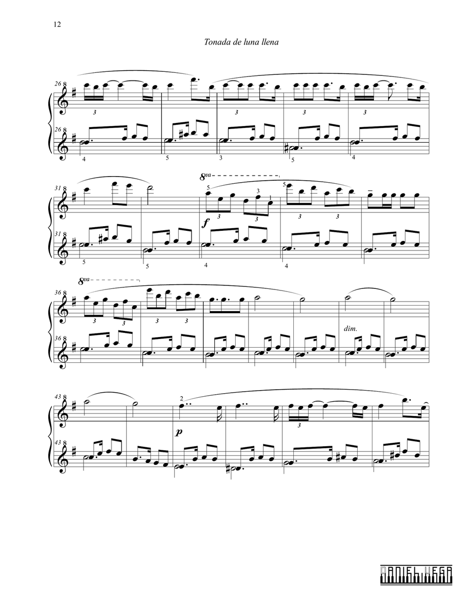 Full Moon Tune (Tonada de luna llena). Milonga citadina -Latin American Dance- Piano Solo scores gallery preview page 2