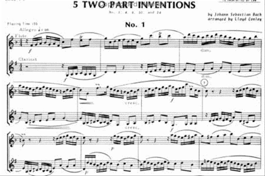 5 Two-Part Inventions Woodwind Duet scores gallery preview page 2