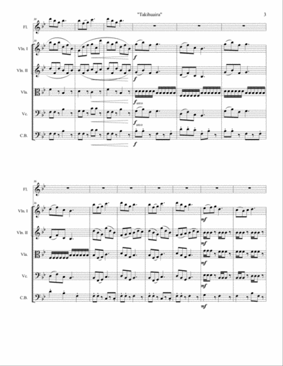Takihuaira - Para flauta y orquesta de cuerdas Chamber Orchestra scores gallery preview page 4