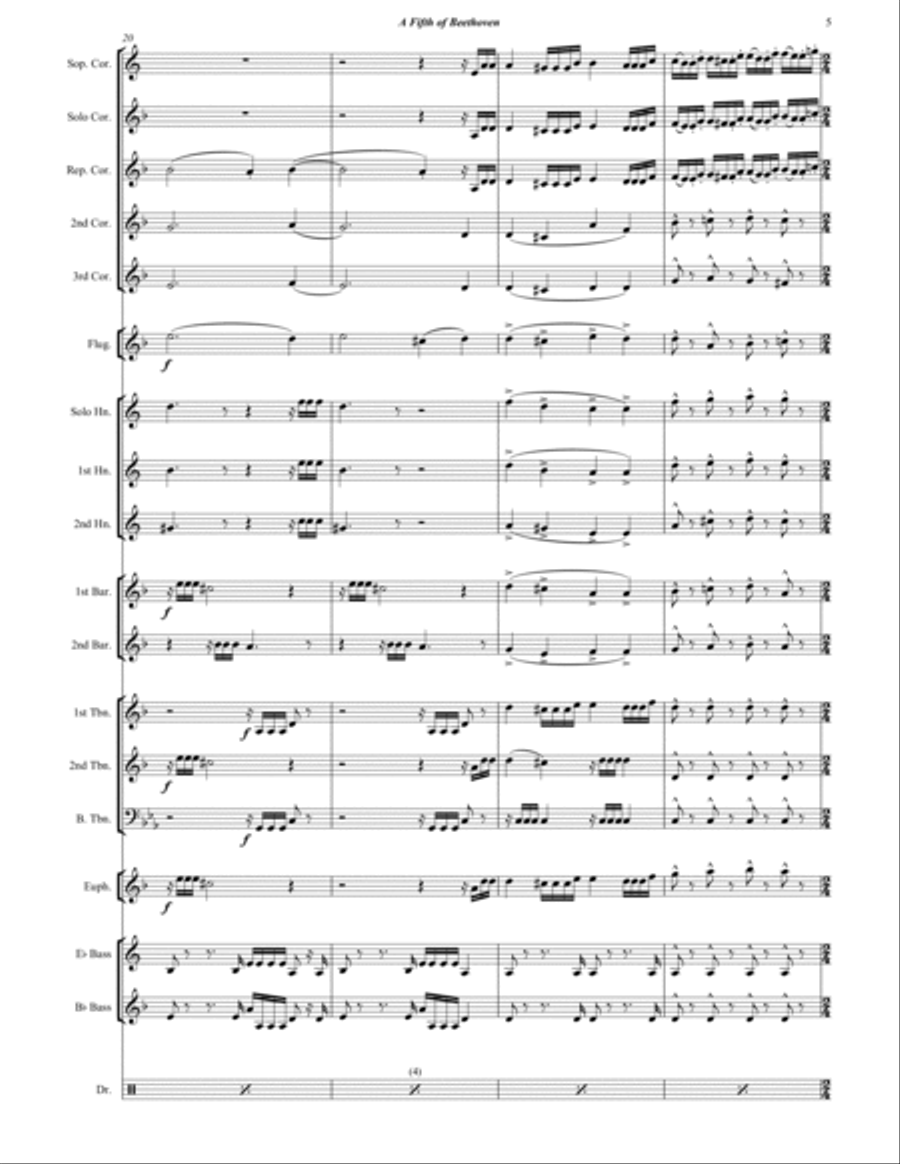 A Fifth Of Beethoven Brass Band scores gallery preview page 6