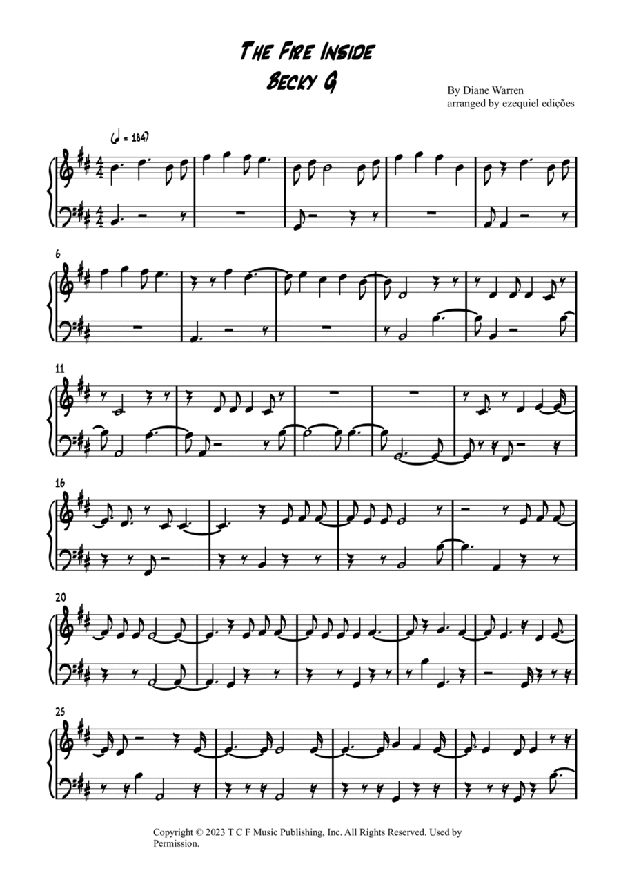 The Fire Inside Piano Solo scores gallery preview page 1