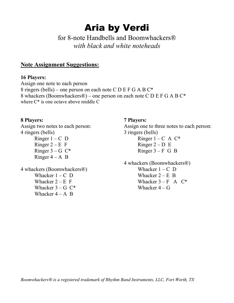 Aria for 8-note Bells and Boomwhackers® (with Black and White Notes) Handbell Choir scores gallery preview page 3